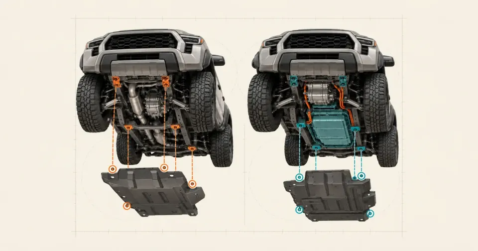 Fourth-Gen Tacoma Hybrid vs. Gas Skid Plates: What Fits?